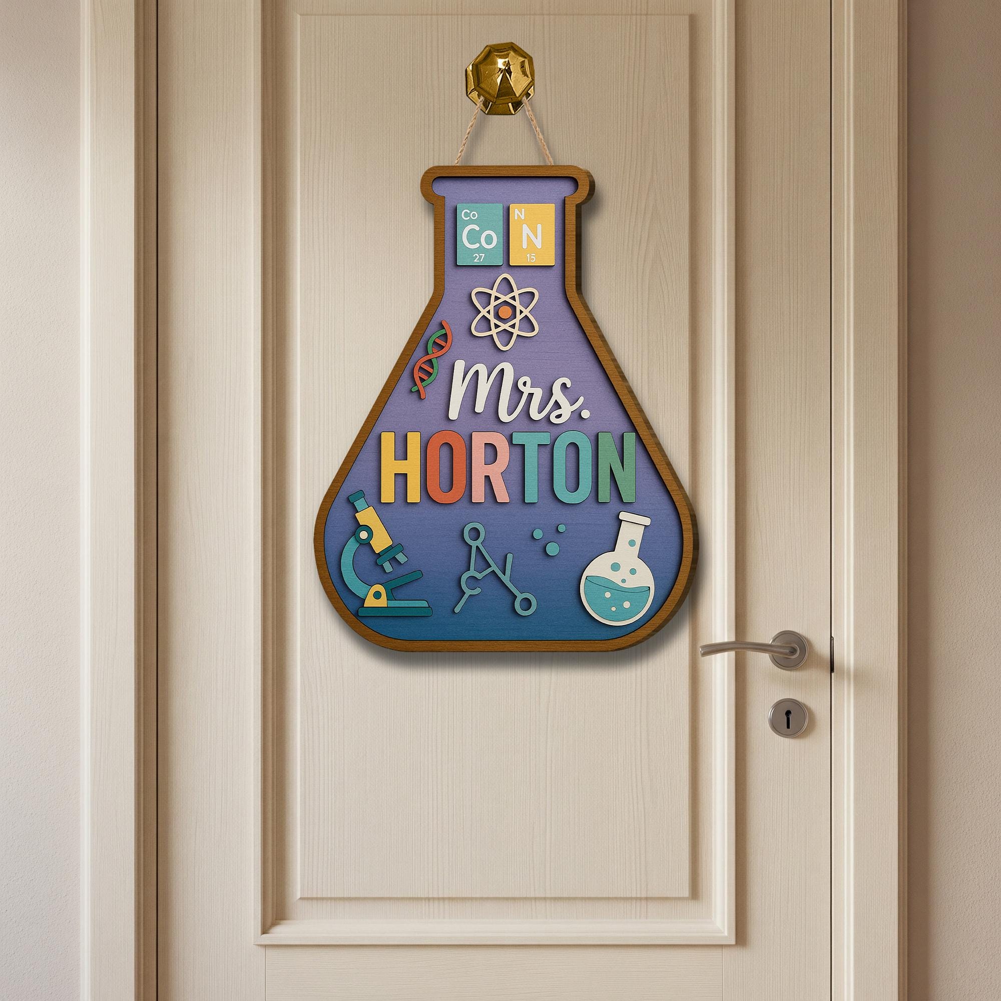 Personalized Science Teacher Door Sign: 3D Beaker STEM Classroom Decor ...