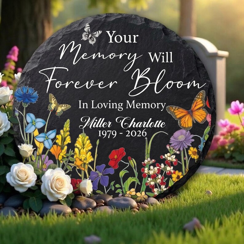 Memory Bloom Personalized Memorial Garden Stone: Your Memory Will Forever Bloom ...