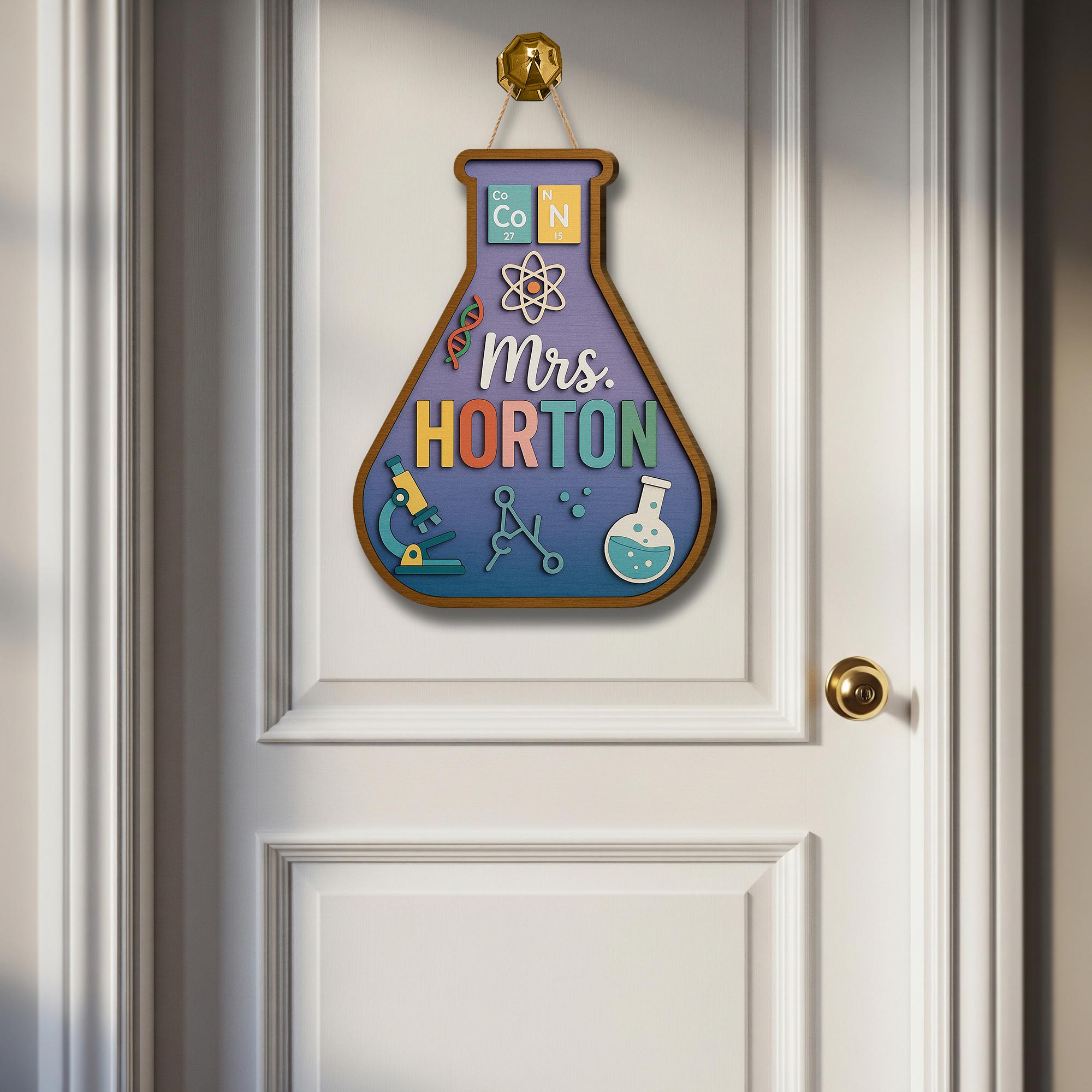Personalized Science Teacher Door Sign: 3D Beaker STEM Classroom Decor ...
