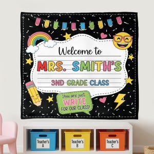 Custom Classroom Tapestry: Personalized Teacher Welcome Banner