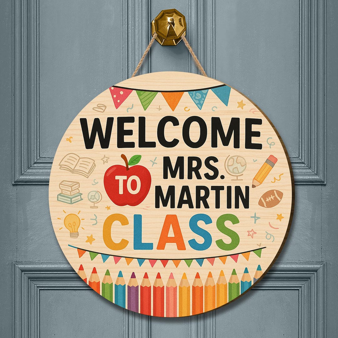 Personalized Teacher Classroom Door Sign: Custom Wooden Name Plaque - Etsy