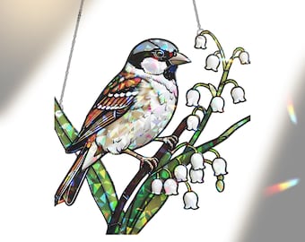 Hologram Sparrow & Lily Window Hanging: Prism Suncatcher Decor