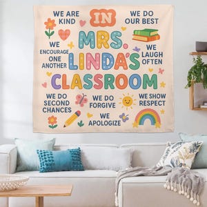 In This Classroom Tapestry, Personalized Teacher Wall Hanging, Motivational Classroom Decor, Back to School Teacher Gift