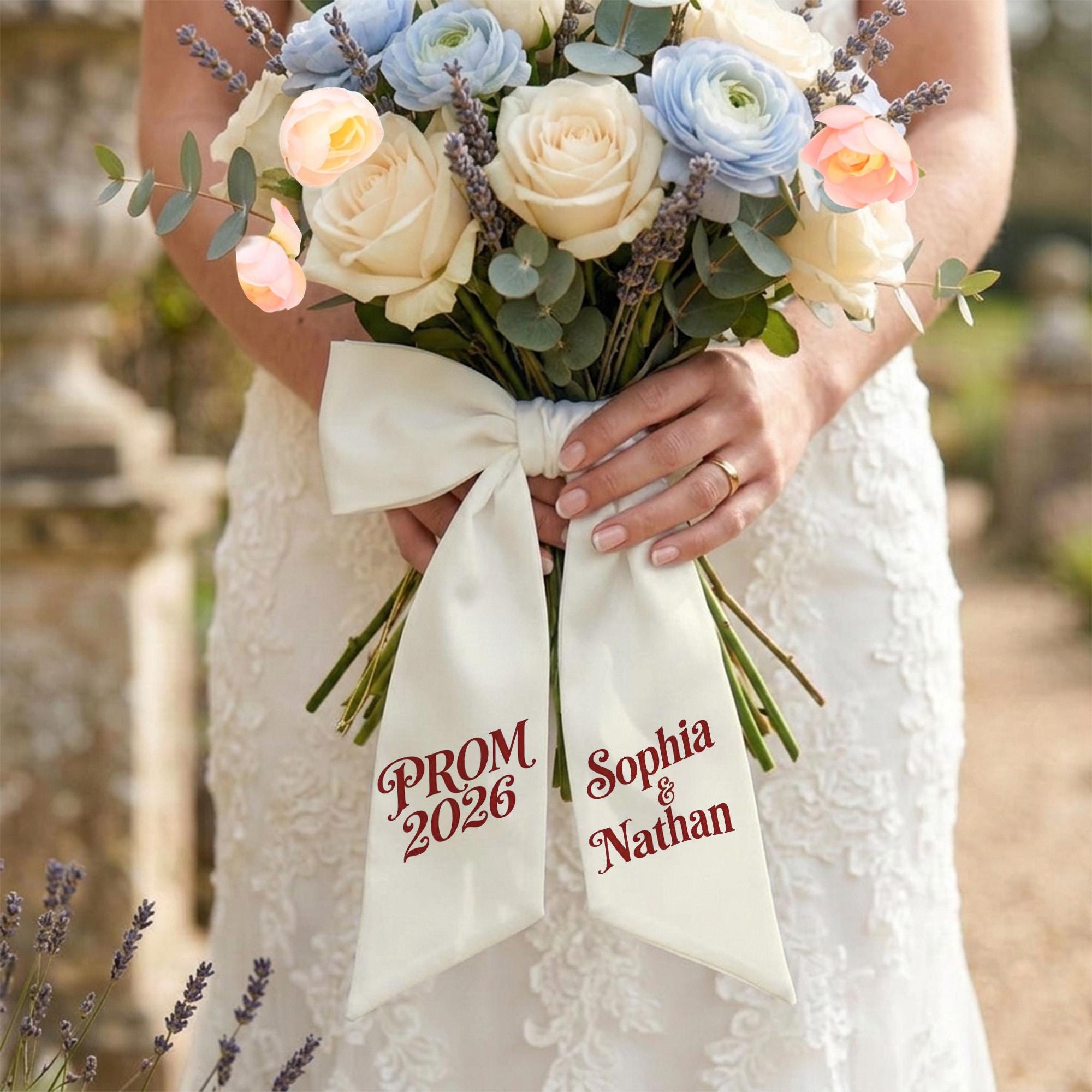 Personalized Prom Bouquet Ribbon, Custom Name Sash, Prom 2026 Flower ...