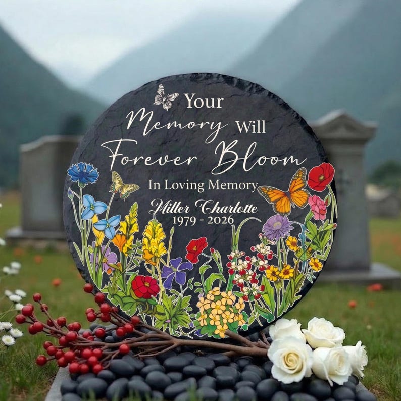 Memory Bloom Personalized Memorial Garden Stone: Your Memory Will Forever Bloom ...
