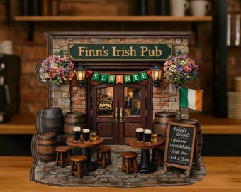 Personalized Irish Pub Wooden Block Decor, St Patrick’s Day Bar Gift