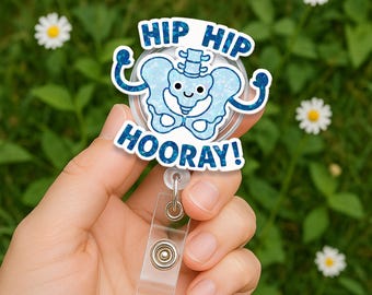 Funny Skeleton Hologram Badge Reel: Ortho Nurse Medical Pun