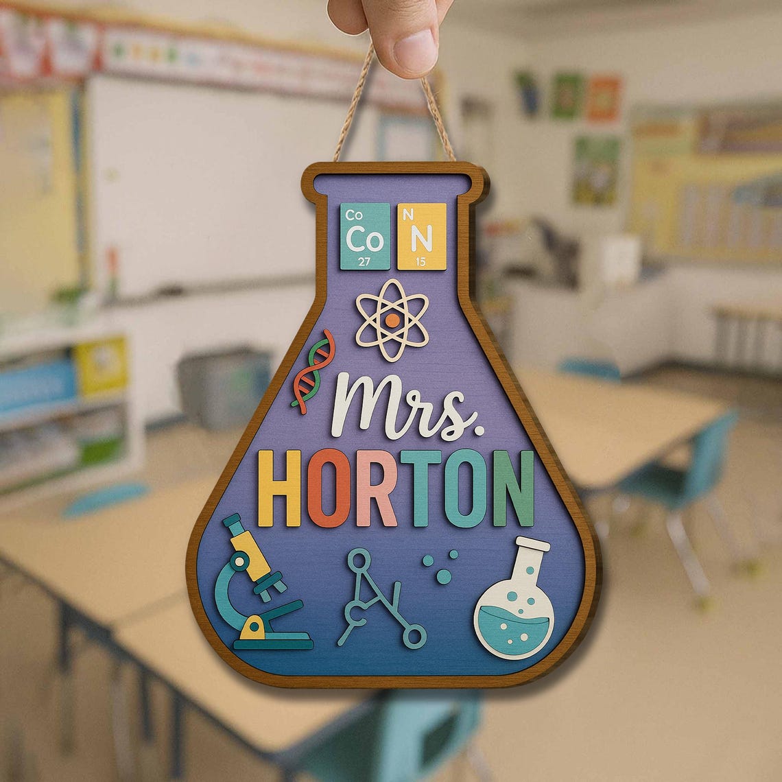 Personalized Science Teacher Door Sign: 3D Beaker STEM Classroom Decor ...