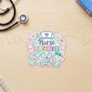 Personalized Nurse Embroidered Patch: Custom Name Pastel Medical Applique