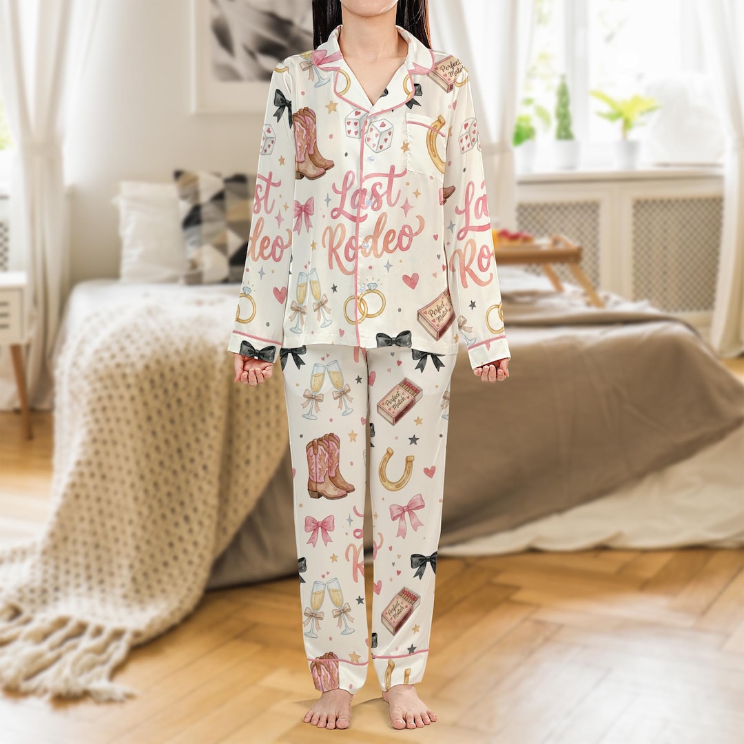 Last Rodeo Bridal Pajamas, Bachelorette Cowgirl Sleepwear, Western