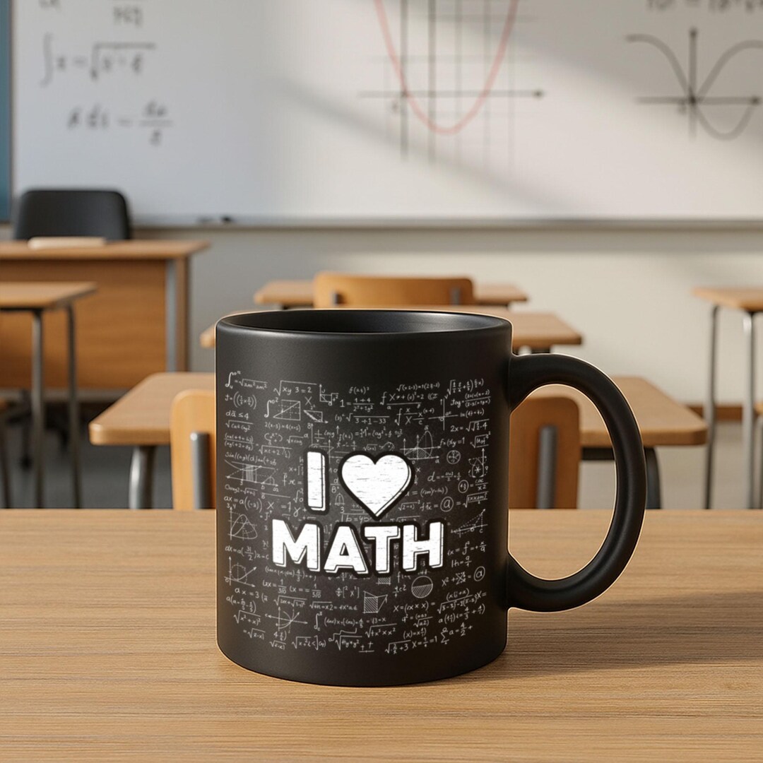 Math Favors I Love Math Mug – Funny Math Teacher Gift, STEM Coffee Cup With Formula ...