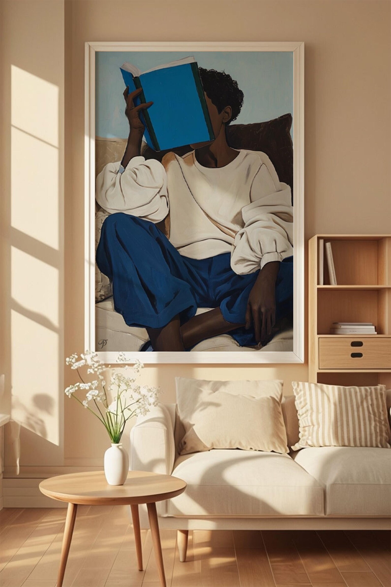 Lost in a Book – Printable Poster in Shades of Blue for Book Lovers ...