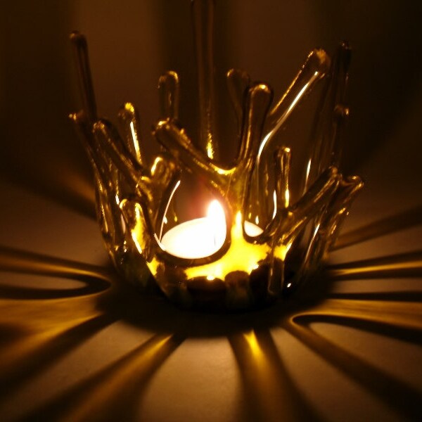 Candle Holder Fused Glass One of a Kind Handmade