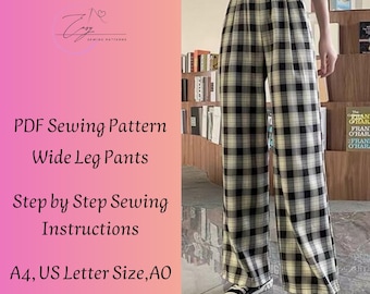 Patrón de costura para pantalones de pijama anchos: corte holgado (Descargar PDF)