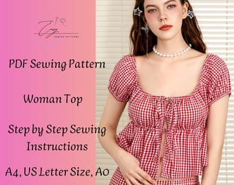 Boho Gathered Shirt Sewing Pattern: Women's Sizes XS-5XL (PDF Download)