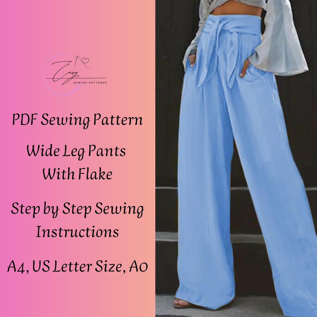 Wide Leg Linen Pants Sewing Pattern Plus Sizes (PDF Download) Etsy — free download