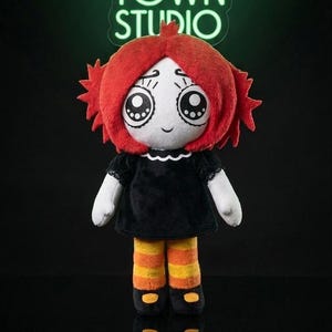 Ruby Gloom Art Doll 11.8 inch Gothic Plushie Handmade Spooky Decor Unique Gothic Gift