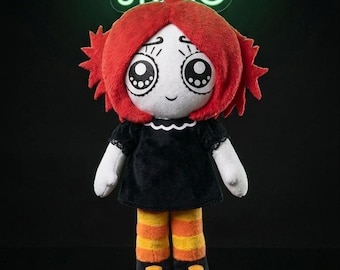 Ruby Gloom Art Doll 11.8 Inch Gothic Plushie Handmade Spooky Decor