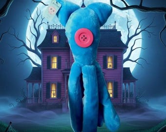 Peluche de calamar de Coraline hecho a mano con ojal de botón