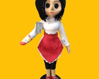 Other Mother Coraline plush Doll handmade with button eyes