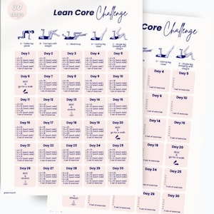 30 Day Lean Core Challenge | Fitness Exercises | Core & Ab Workout Plan | Digital Workout Plan | Home Exercises