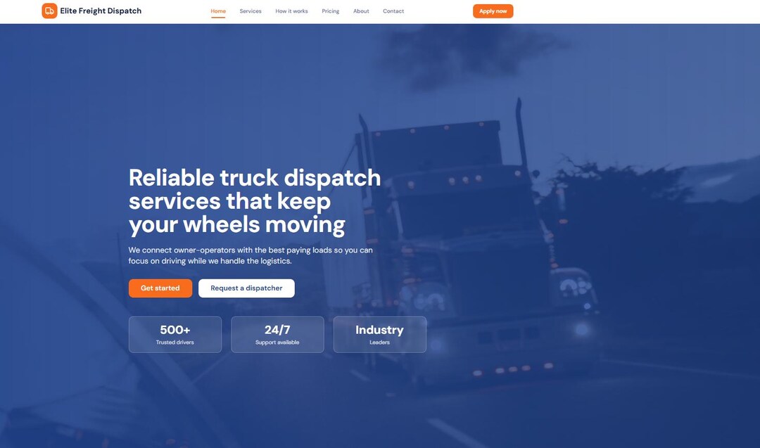 Truck Dispatch Website Template | Freight Business Owner Operator ...