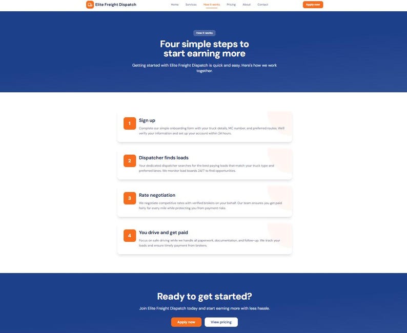 Truck Dispatch Website Template | Freight Business Owner Operator ...