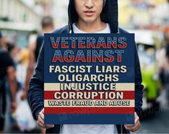 Manifesto di protesta dei veterani contro la corruzione: arte patriottica antifascista (stampabile)