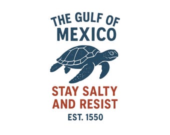 Cartello di protesta del Golfo del Messico: stampa artistica vintage di una tartaruga (download digitale)