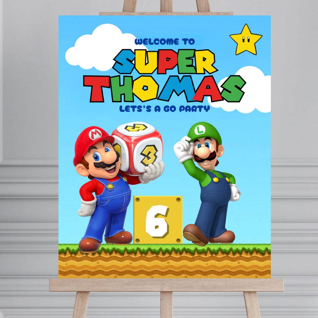 Personalized Super Mario Welcome Sign | Mario Birthday Decorations ...