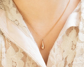 Cremation Urn Necklace, Teardrop Ashes Necklace, Personalized Name Urn Jewelry, Memorial Necklace for Loved One