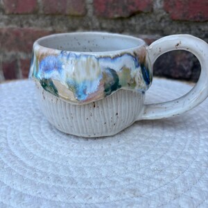 Handmade Drip Glaze Ceramic Mug | White Speckled Pottery Cup | Bunte Keramik Tasse | Artisan Coffee Mug | Unique Stoneware Gift