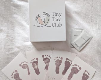 Ink-Free Baby Milestone Cards Kit | 0-12 Months | Hand & Foot Keepsake | Inkless | 12 Month Milestone | Baby Shower Gift