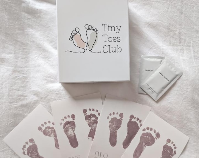 Ink-Free Baby Milestone Cards Kit | 0-12 Months | Hand & Foot Keepsake | Inkless | 12 Month Milestone | Baby Shower Gift