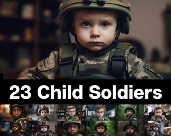Child Soldiers Stock Images: 23 Photorealistic Illustrations (Digital Download)