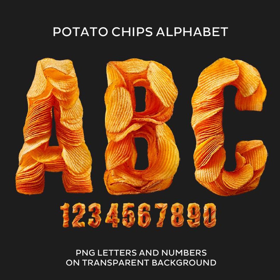 Potato Chip Alphabet PNG: Transparent Letters, Numbers (digital ...