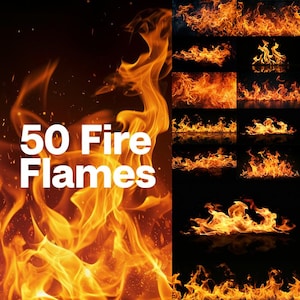 50 Fire Flame-afbeeldingen. Stock Afbeeldingen Inzameling. Digitaal Stock Afbeeldingen Bundel. Vuurvlammen op zwarte achtergrond.