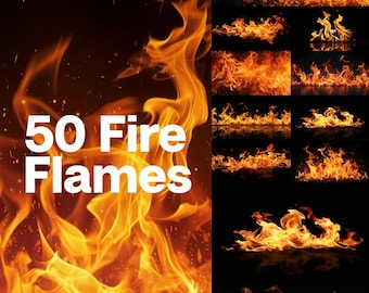 50 Fire Flame Stock Images, High-Resolution Overlays (Digital Download)