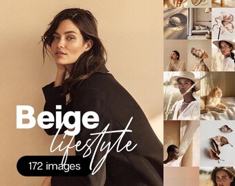 Beige Lifestyle - 172 images.  Stock Images Collection. Digital Images Bundle. Beige aesthetic. Neutral style. Elegant minimalism.