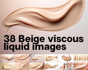 Beige Cosmetic Cream Stock Images: Viscous Liquid Illustrations (Digital Download, 5800x3200px Bundle)