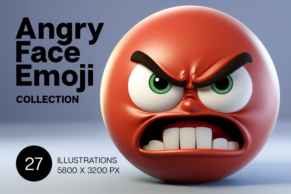 Angry Emoji 3D Images: Furious Expressions Bundle (digital