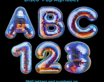 Disco Ball Alphabet PNG: Party Letters, Numbers (Digital Download, Non-Commercial Use Only)