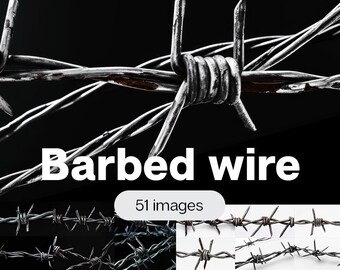 Barbed Wire Stock Images: Security & Freedom Illustrations (Digital Download, 51 Images, 5800x3200px )