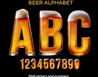 Beer Alphabet PNG: Lager Font, Numbers (Digital Download)