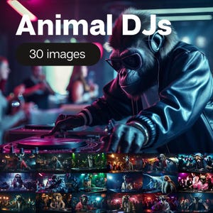 Animal DJs - 30 Bilder. Digitale Stock Bilder bündeln. +Sammlung für Musikliebhaber.+ Wilder DJ.