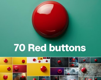 70 Red Stop Button Images: Stock Photo Bundle (Digital Download)