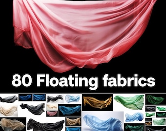 Floating Fabrics Stock Photo Bundle: 80 High-Resolution Images (Digital Download)