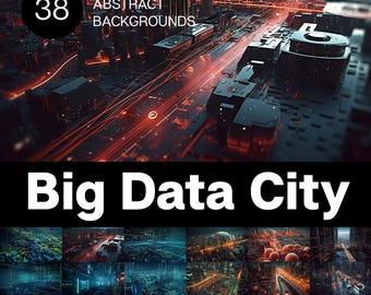 Big Data City Stock Images: Futuristic Urban Landscapes (Digital Download, 38 Images, 4600x2600px )
