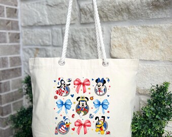 Mickey and Friends Tote Bag, Coquette Disney Bag, Cute Disney Tote Bag, Mickey Lover Gifts, Pluto Daisy Donald Bag, Cute Mickey Friends Bag