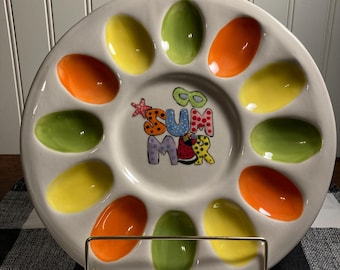 Summer Deviled Egg Dish Deviled Egg Dish Deviled Egg Plate Deviled Egg Tray BBQ Hostess Gift Hostess Gift Bridal Shower Gift